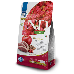 FARMINA N&D CAT GF QUINOA DUCK HAIRBALL kaķu barība Pīle, āboli 1.5kg